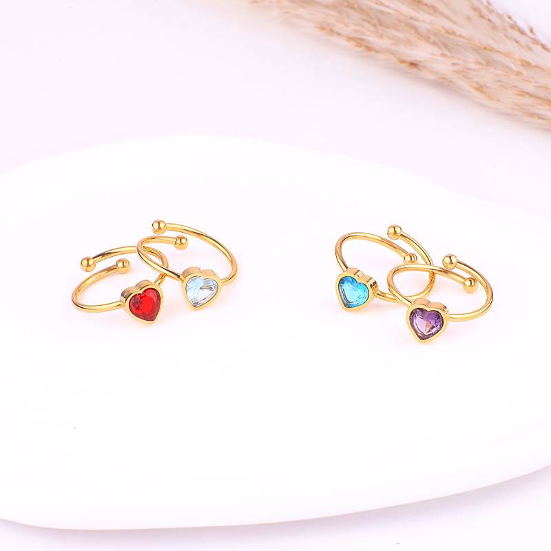 Dainty Heart Birthstone Ring - January
