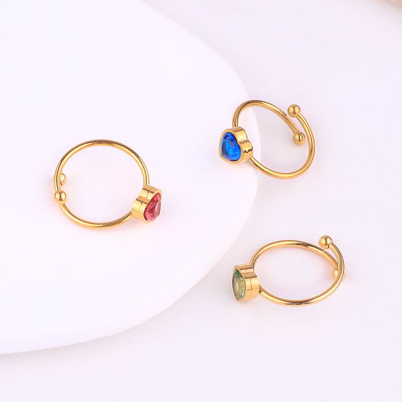 Dainty Heart Birthstone Ring - January