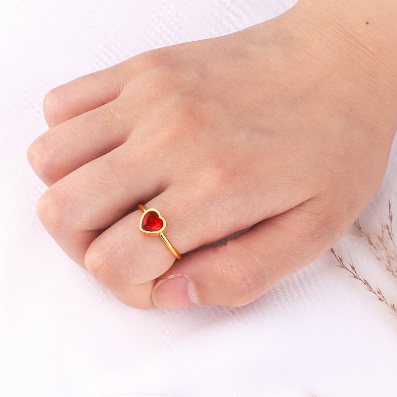 Dainty Heart Birthstone Ring - January