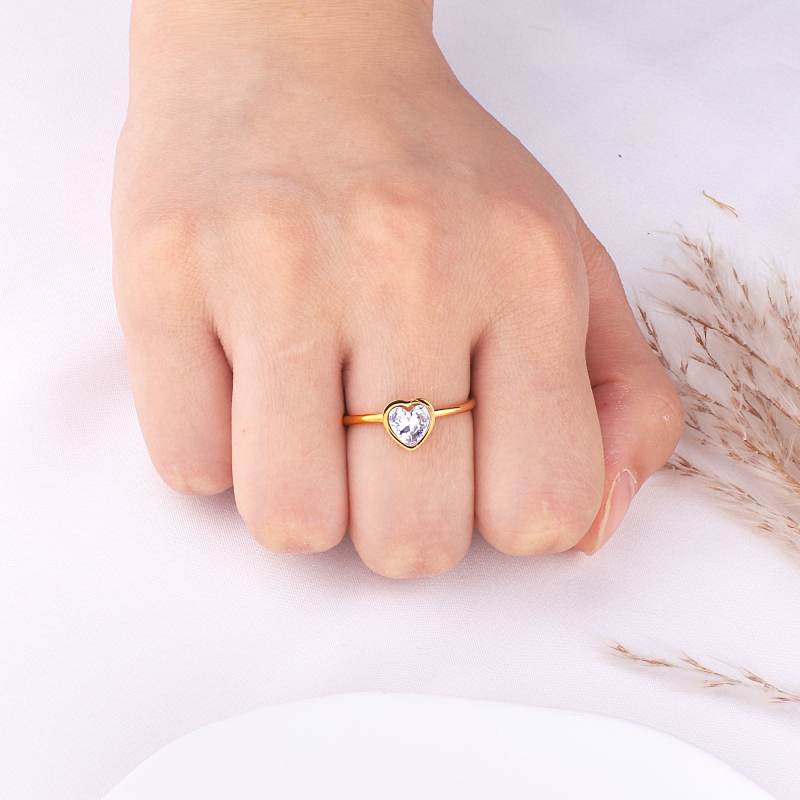 Dainty Heart Birthstone Ring - January