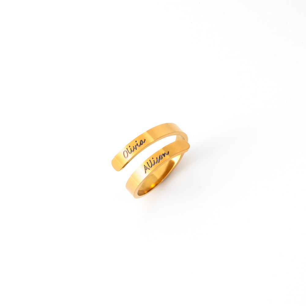 Engraved Link Ring - Gold