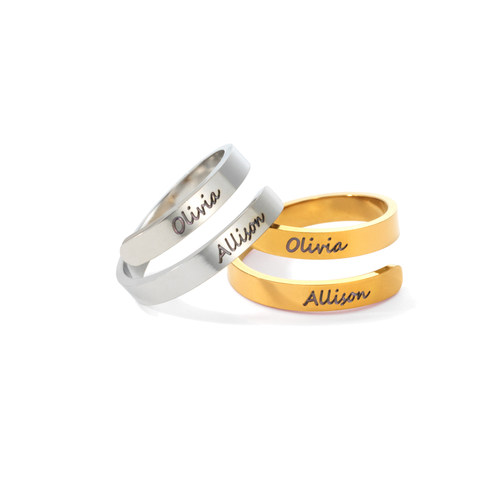 Engraved Link Ring - 18k Gold Plated