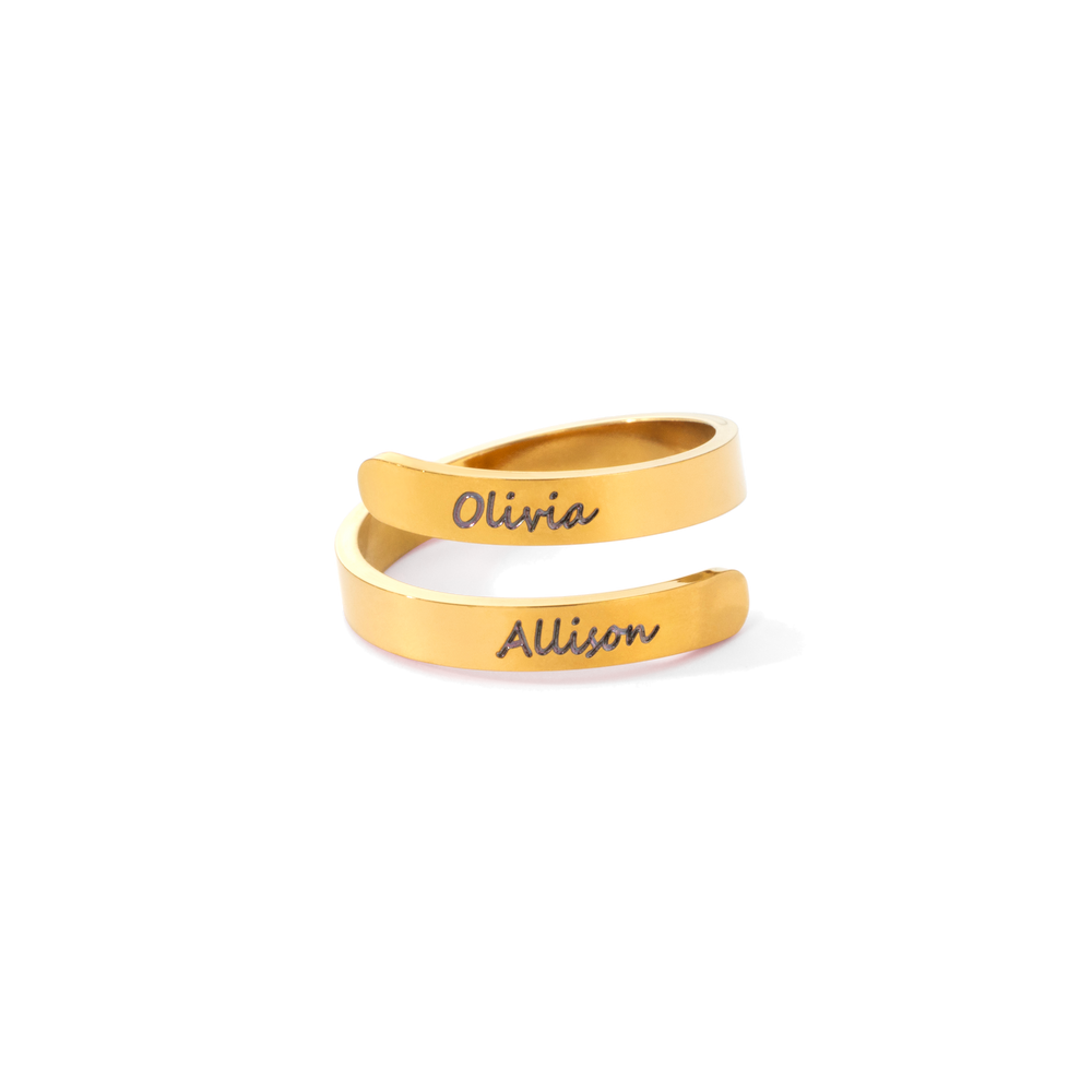 Engraved Link Ring - 18k Gold Plated