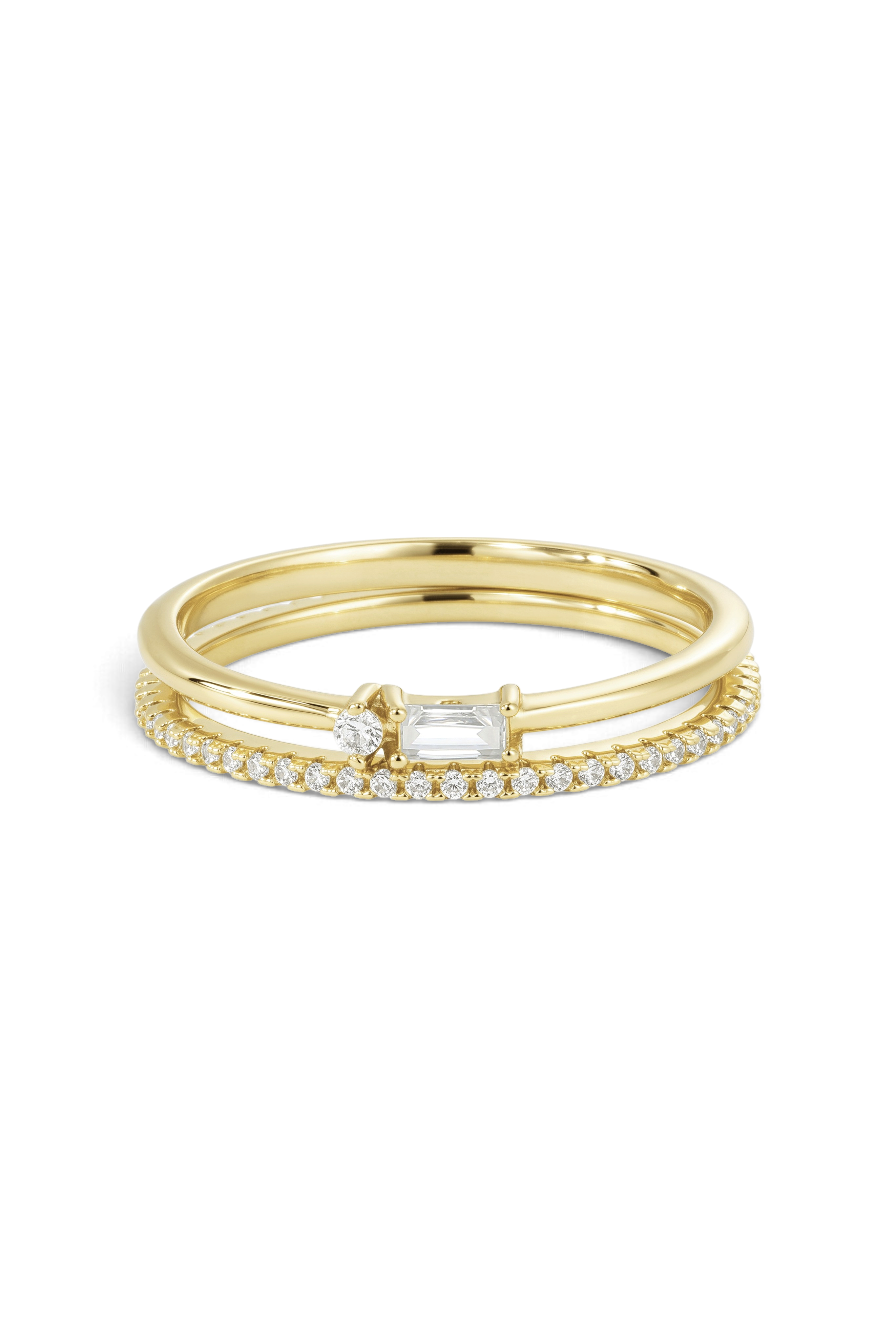 Eternity Diamond & Dainty Baguette Ring Stack