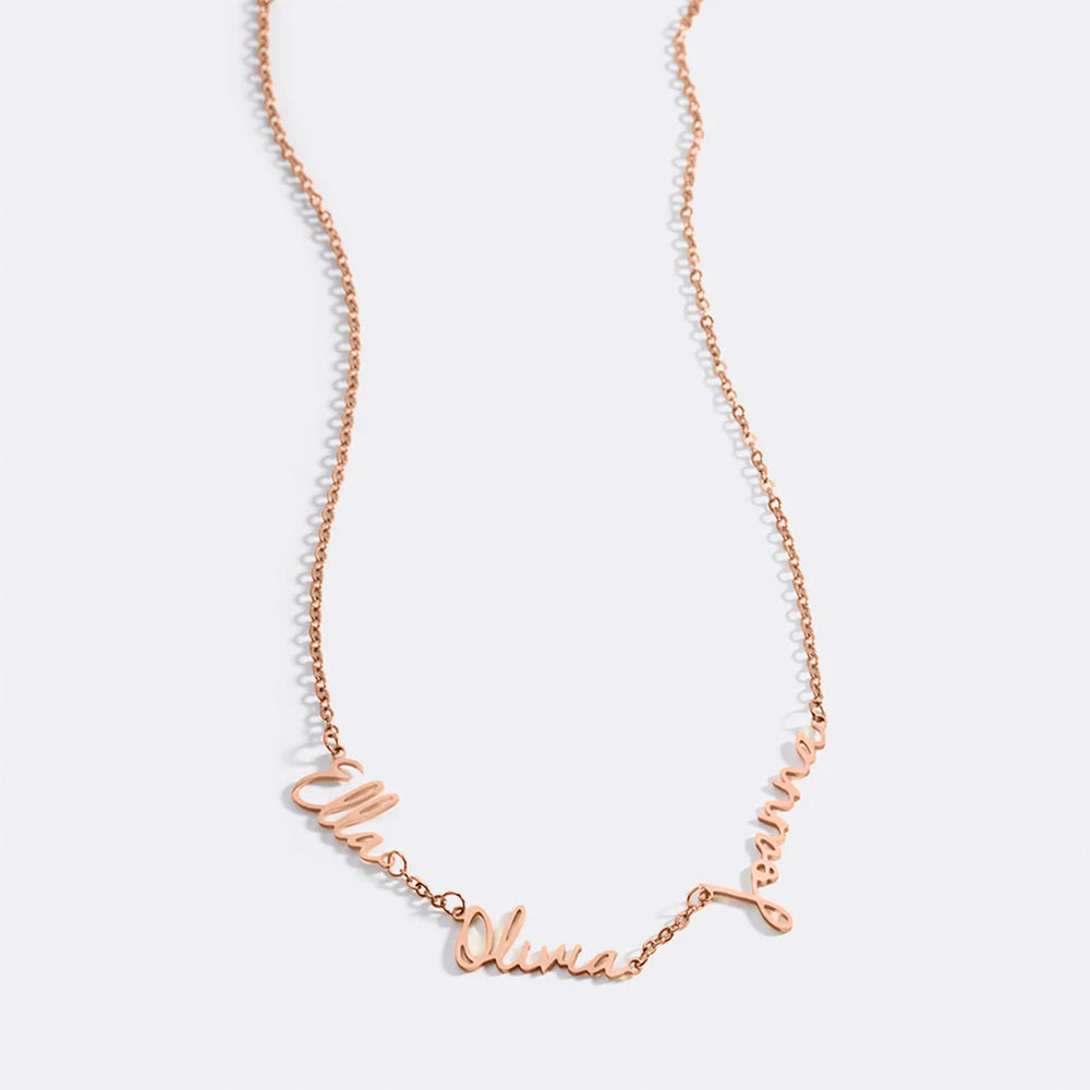 Collar con tres nombres de hadas - 18k Rose Gold Plated / 4 / 16" + 2"