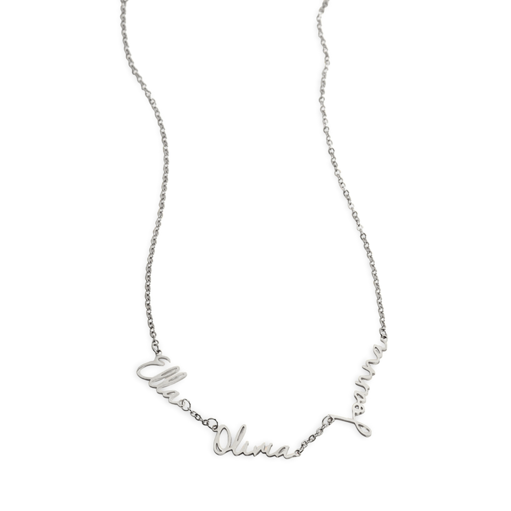 Collar con tres nombres de hadas - Silver / 4 / 16" + 2"