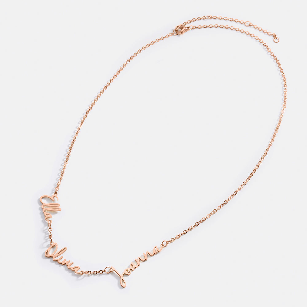 Collar con tres nombres de hadas - 18k Rose Gold Plated / 4 / 16" + 2"