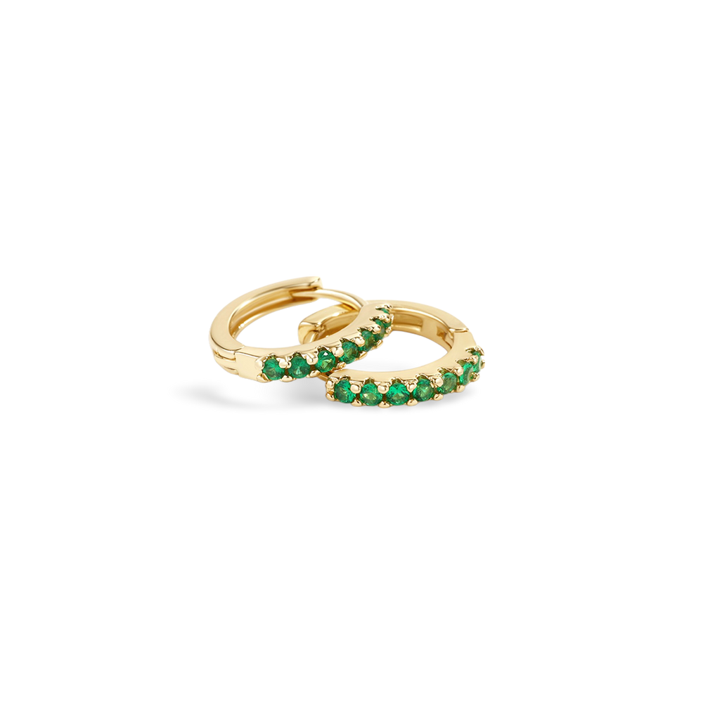 Aretes de aro Huggie con piedras preciosas - Agua