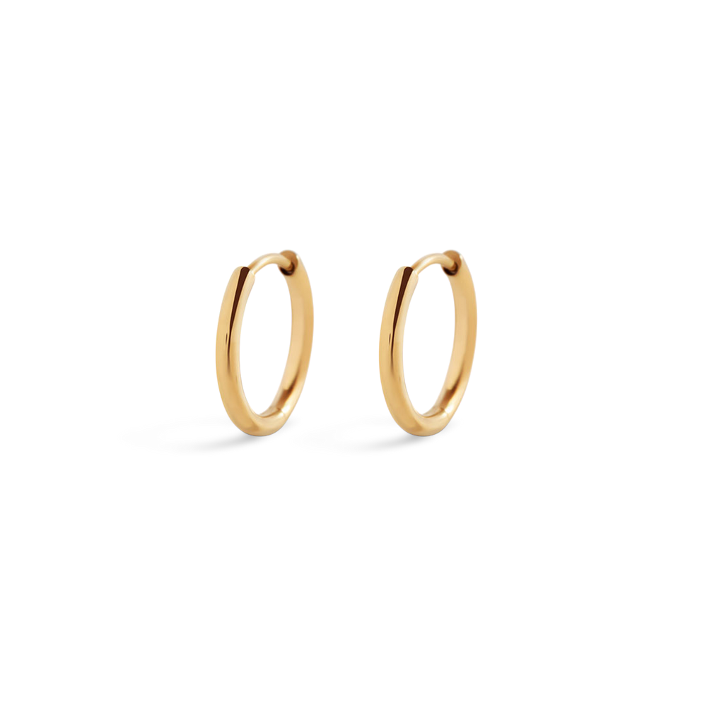 Pendientes de aro pequeños - Chapado en oro de 18 quilates. / 10 mm