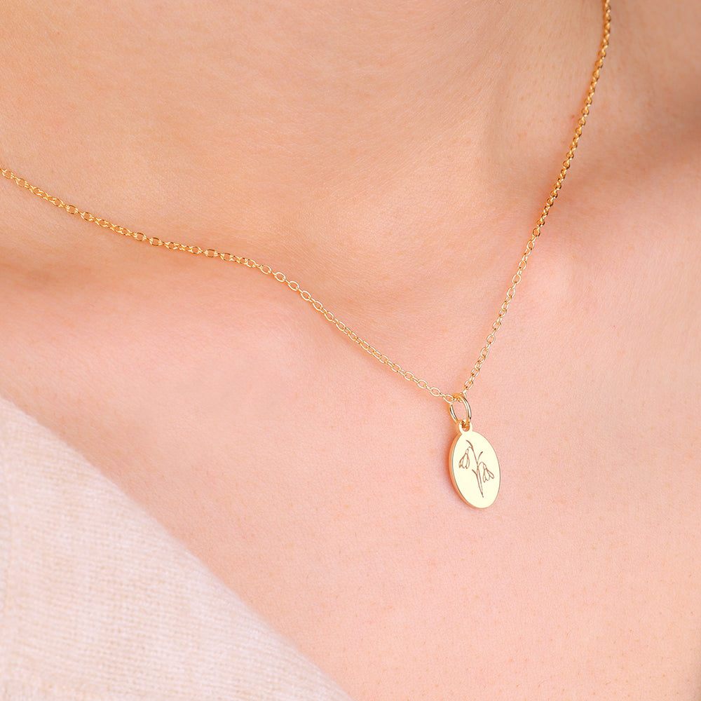 Gold Vermeil Tiny Birth Flower Necklace - January Snowdrop