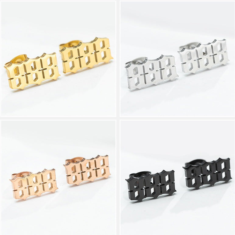 Tiny Angel Number Earrings - 18k Gold Plated / 888