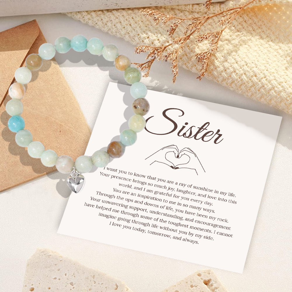 To My Sister Stone Bracelet - Mixed Amazonite