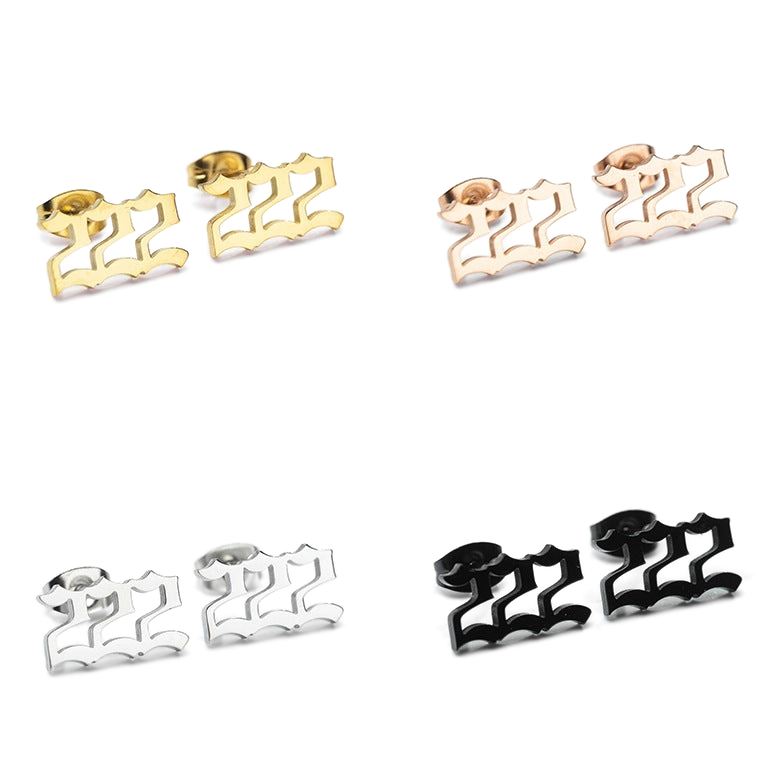 Tiny Angel Number Earrings - 18k Rose Gold Plated / 222