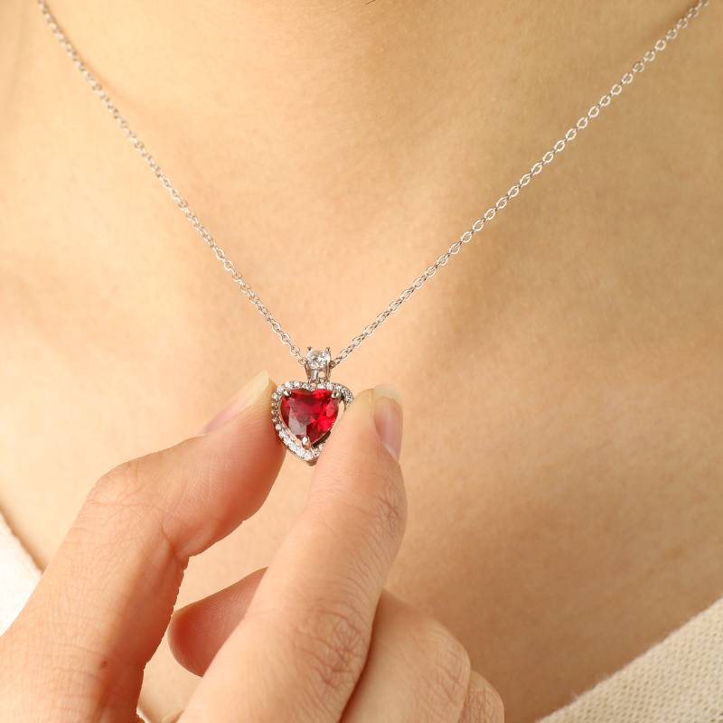 Halo Heart Gemstone Necklace - Default Title