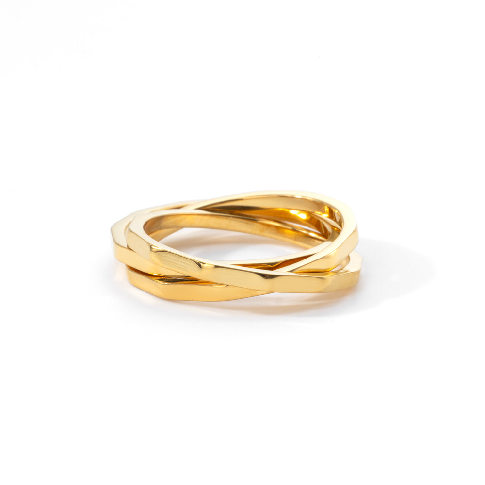 Hammered Interlocking Ring - Gold / 5