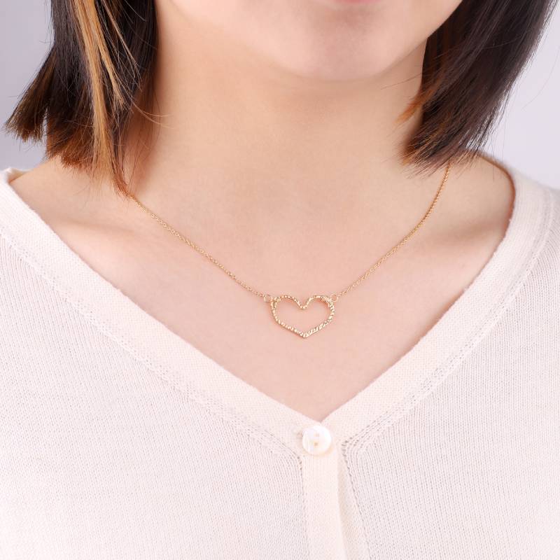 Hammered Gold Heart Necklace - Default Title