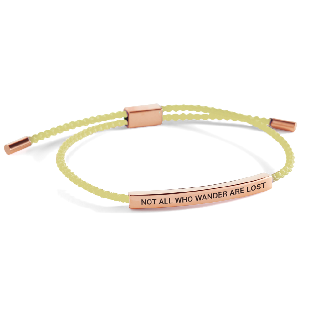 Not All Who Wander Are Lost Inspire Bracelet - 18k Rose Gold Plated / Lemon Yellow