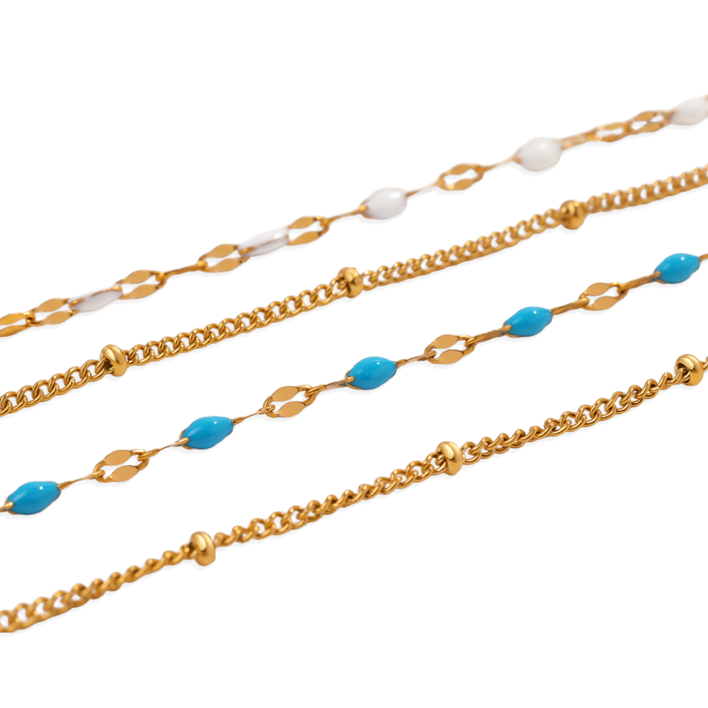 Layered Beaded Choker - Gold / White