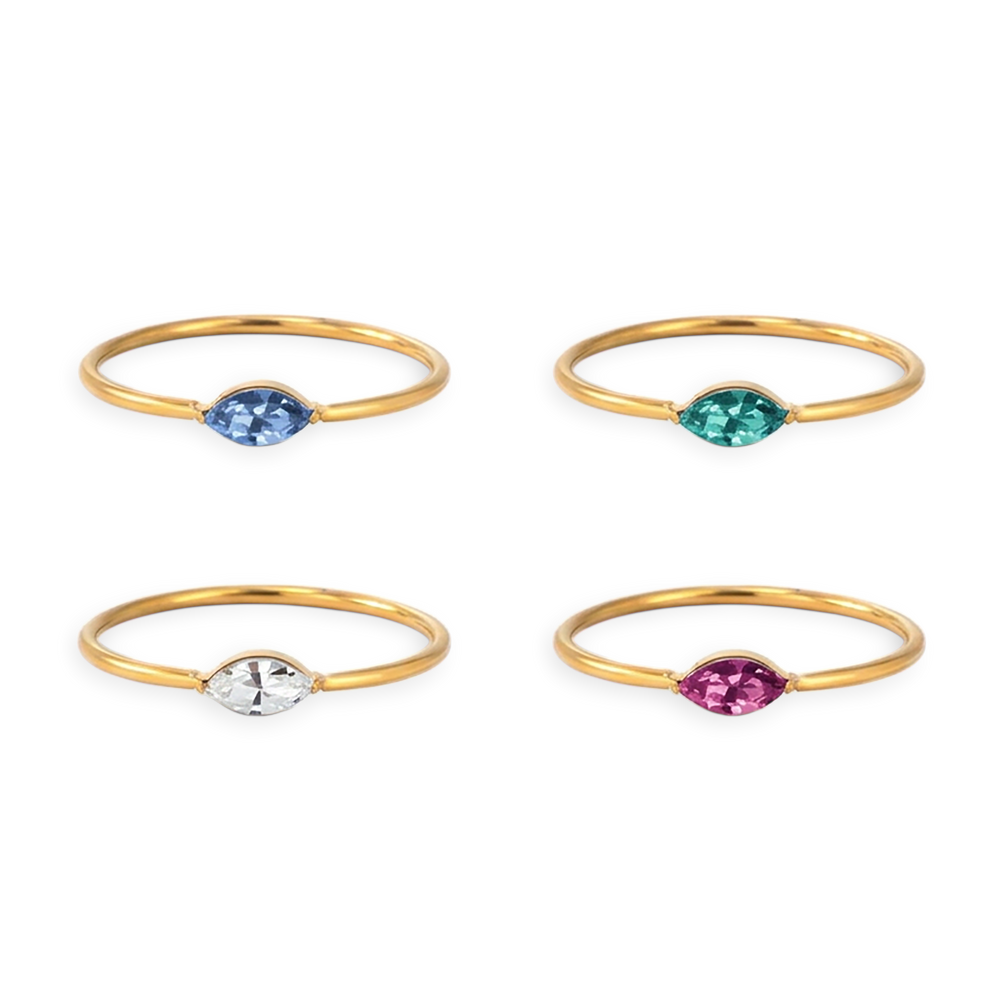 Layered Birthstone Stacking Ring - Gold / January Garnet / 5