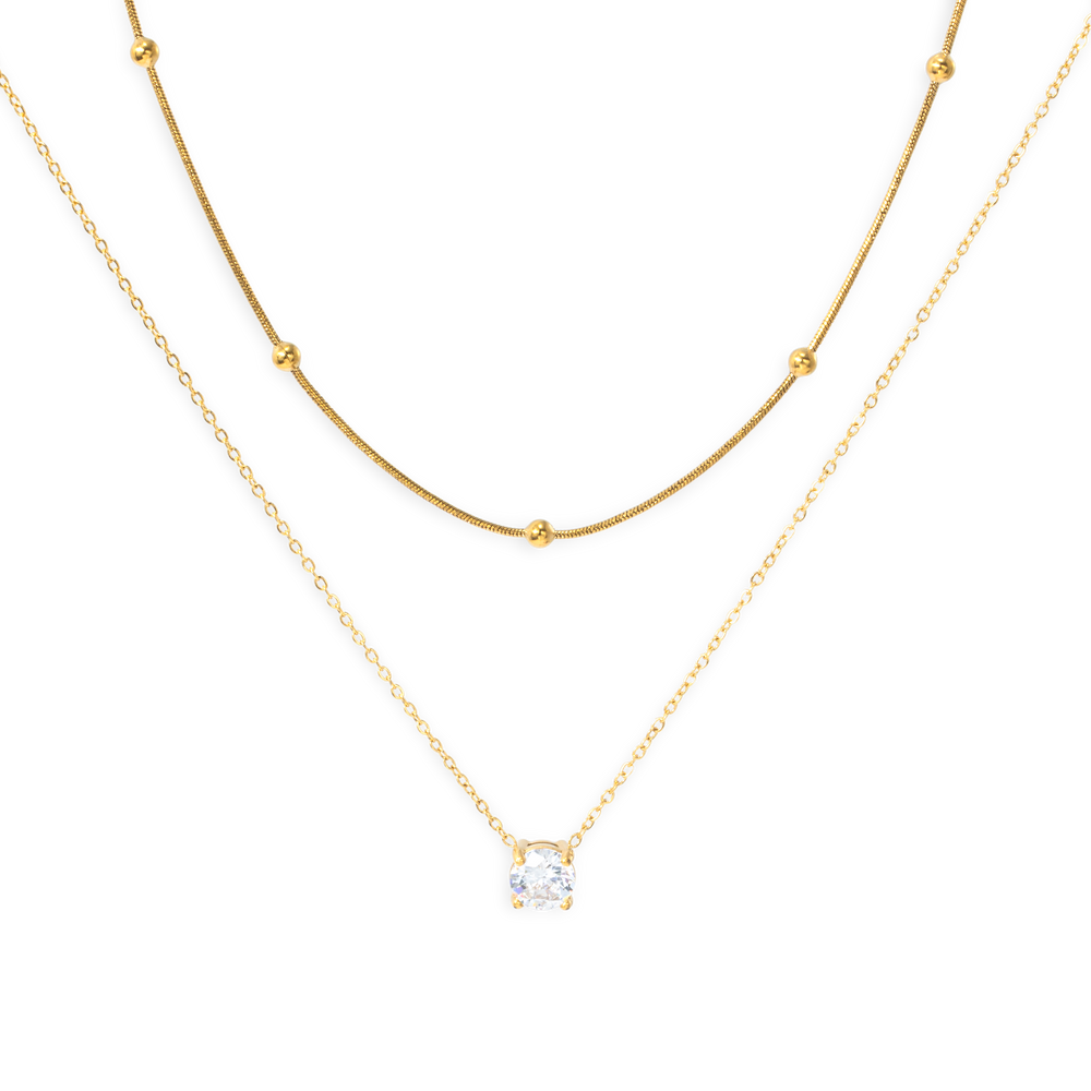 Layered Double Chain Necklace - Gold