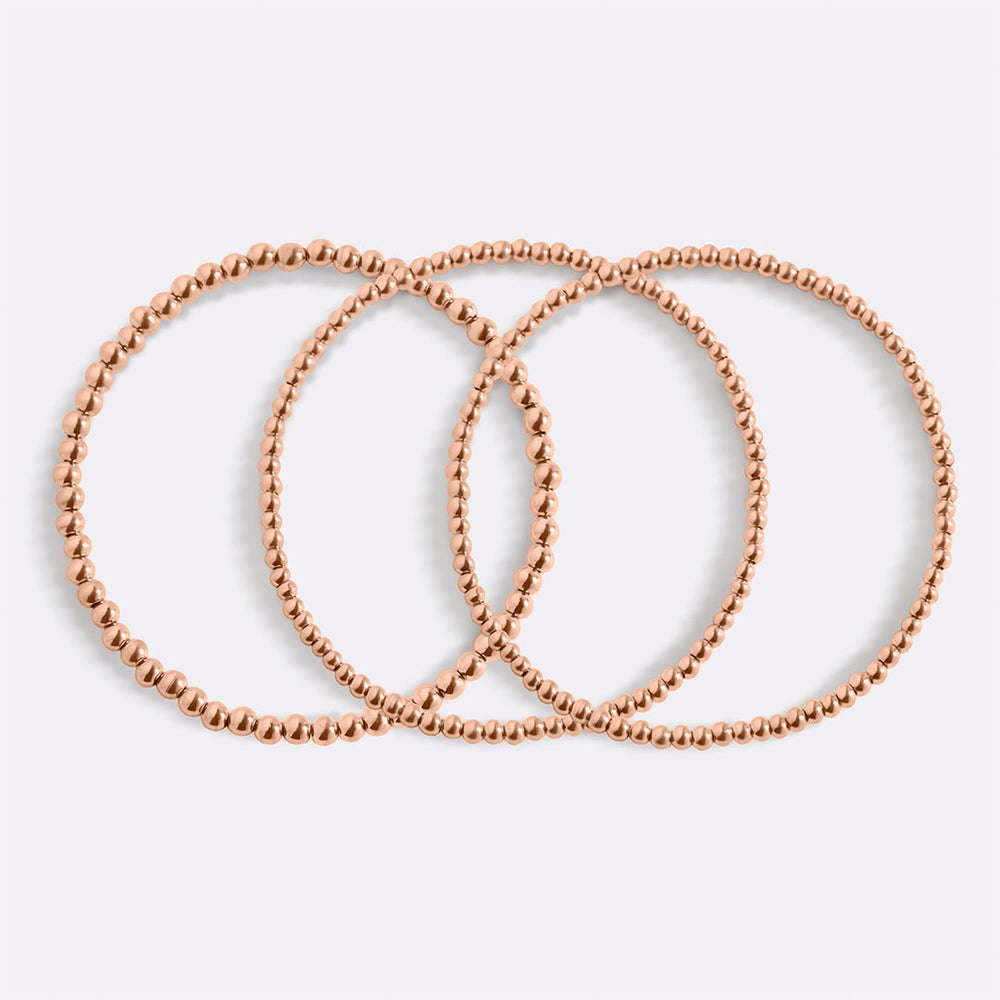 433 Beaded Bracelet Stacking Set - 18k Rose Gold Plated / 7.5"