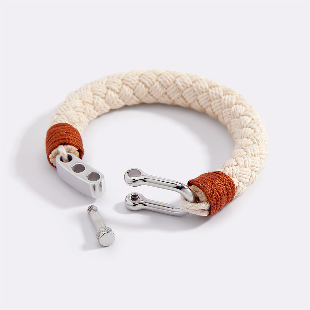 Anchor Braided Bracelet - Beige