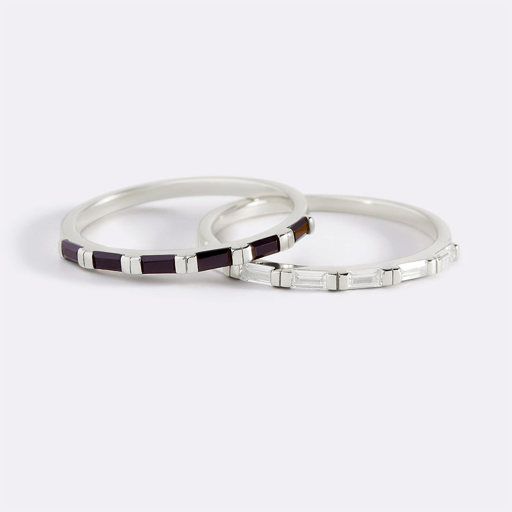 Baguette Diamond Ring - 925 Sterling Silver / Clear / 11