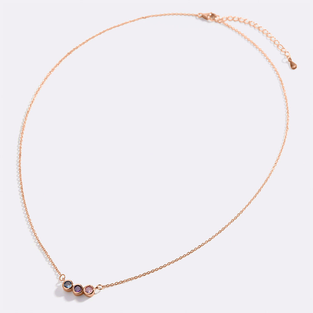 Dainty Family Birthstones Necklace - 18k Rose Gold over Sterling Silver / 2