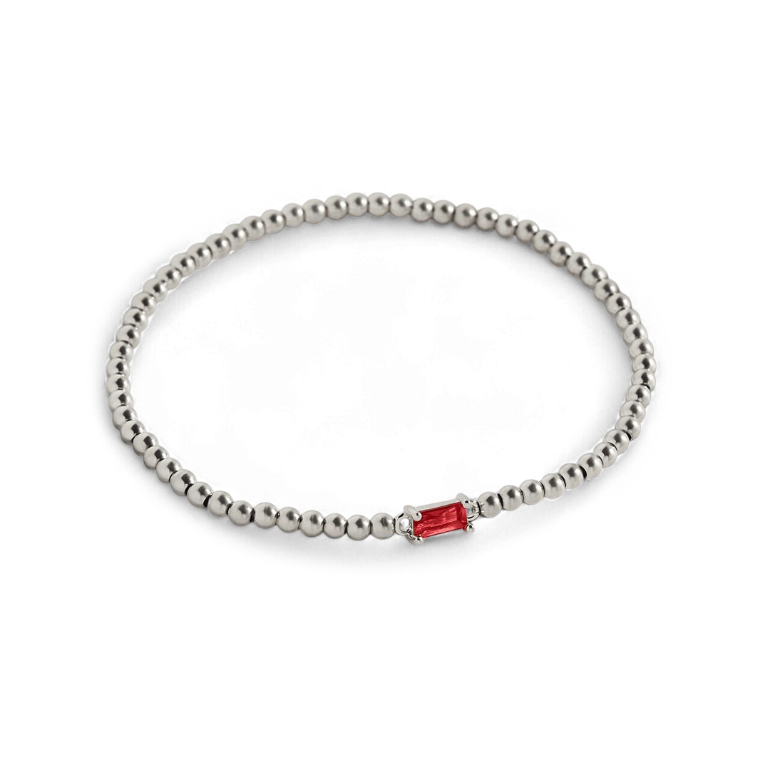 Sterling Silver Beaded Birthstone Bracelet