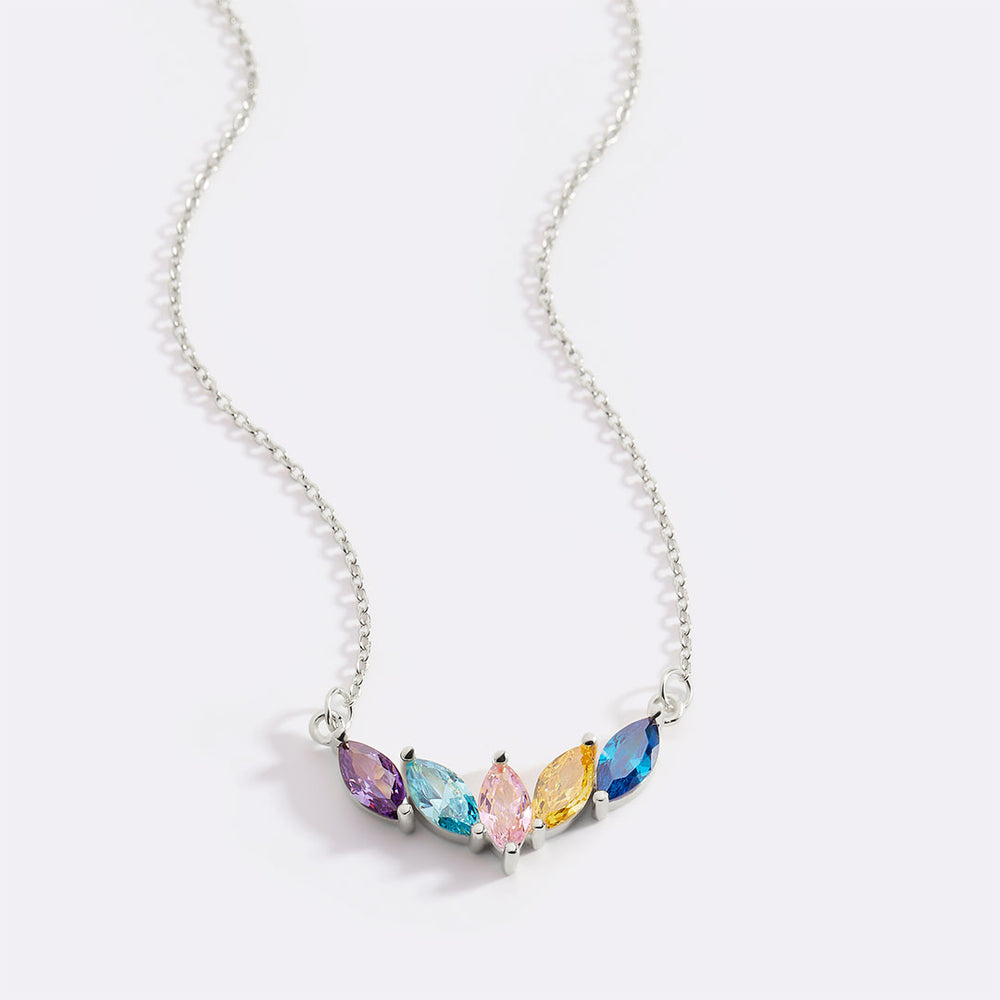Necklace with colorful gemstones on a white background