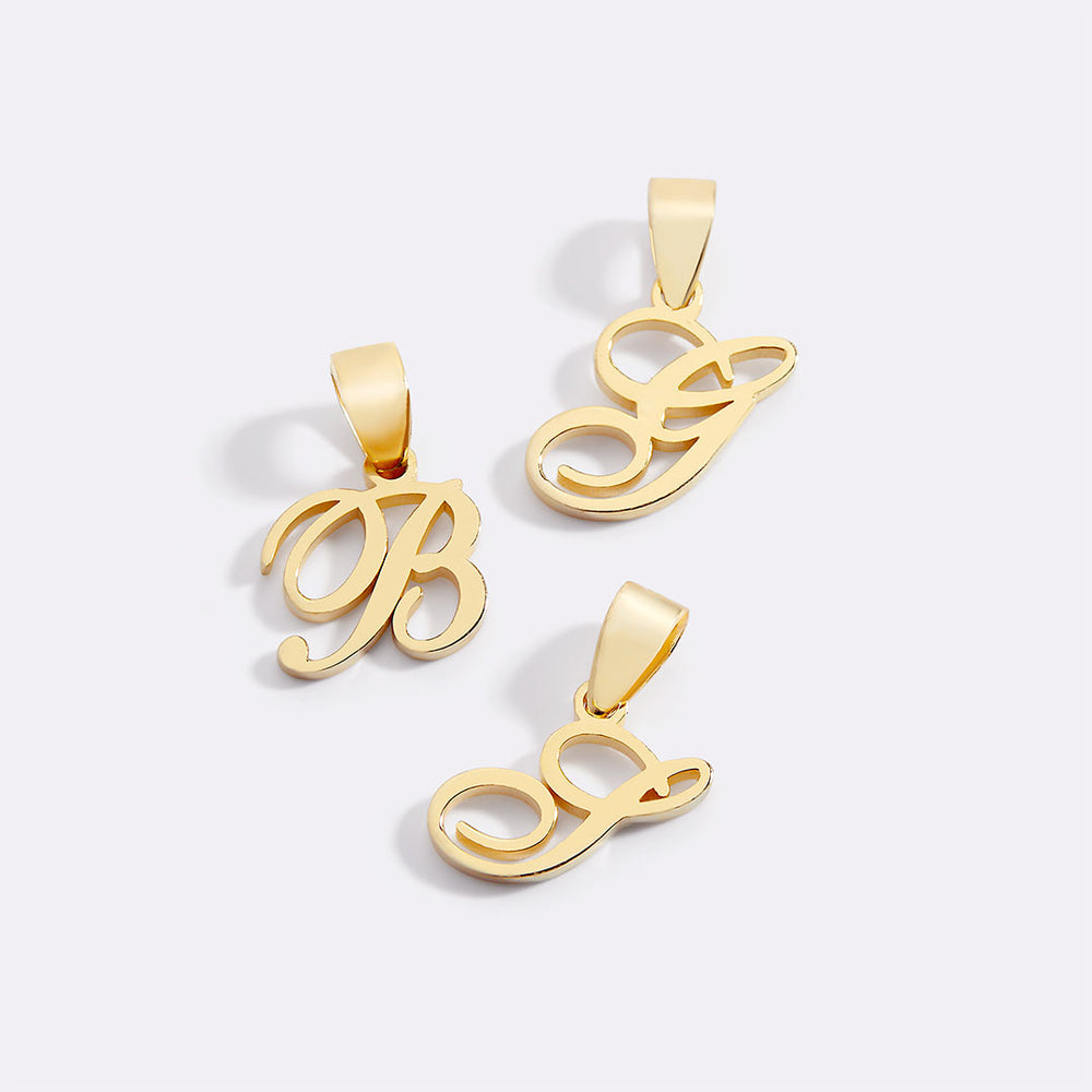 Romantic Initial Charm Pendant - 18k Gold Over Sterling Silver / A