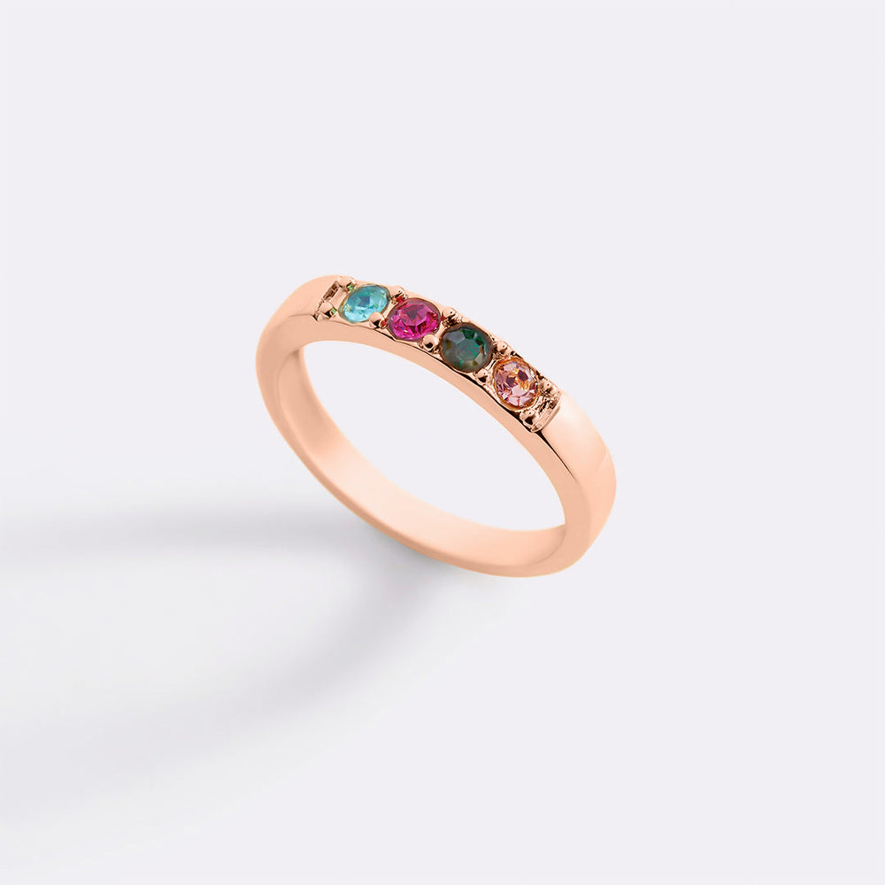 Stackable Birthstones Band Ring - 18k Rose Gold Plated / 5