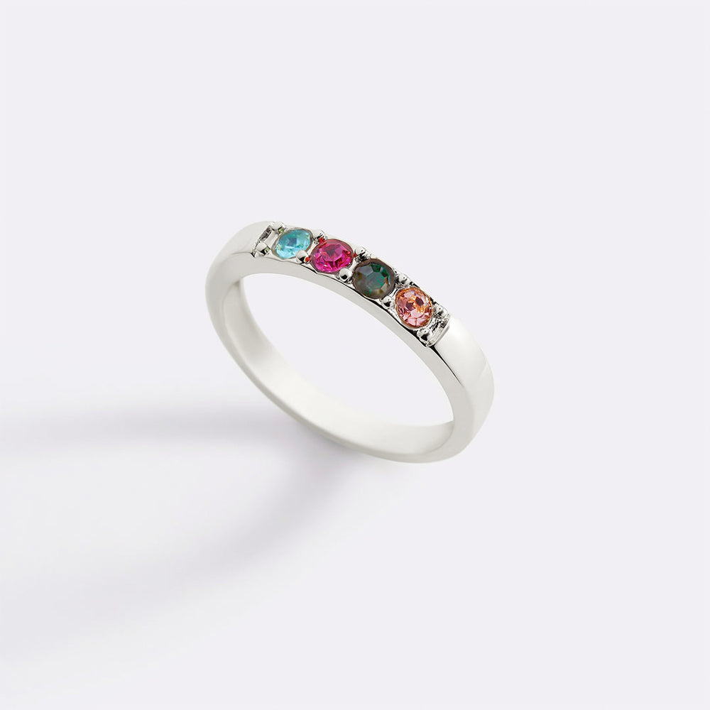 Stackable Birthstones Band Ring - Silver / 5