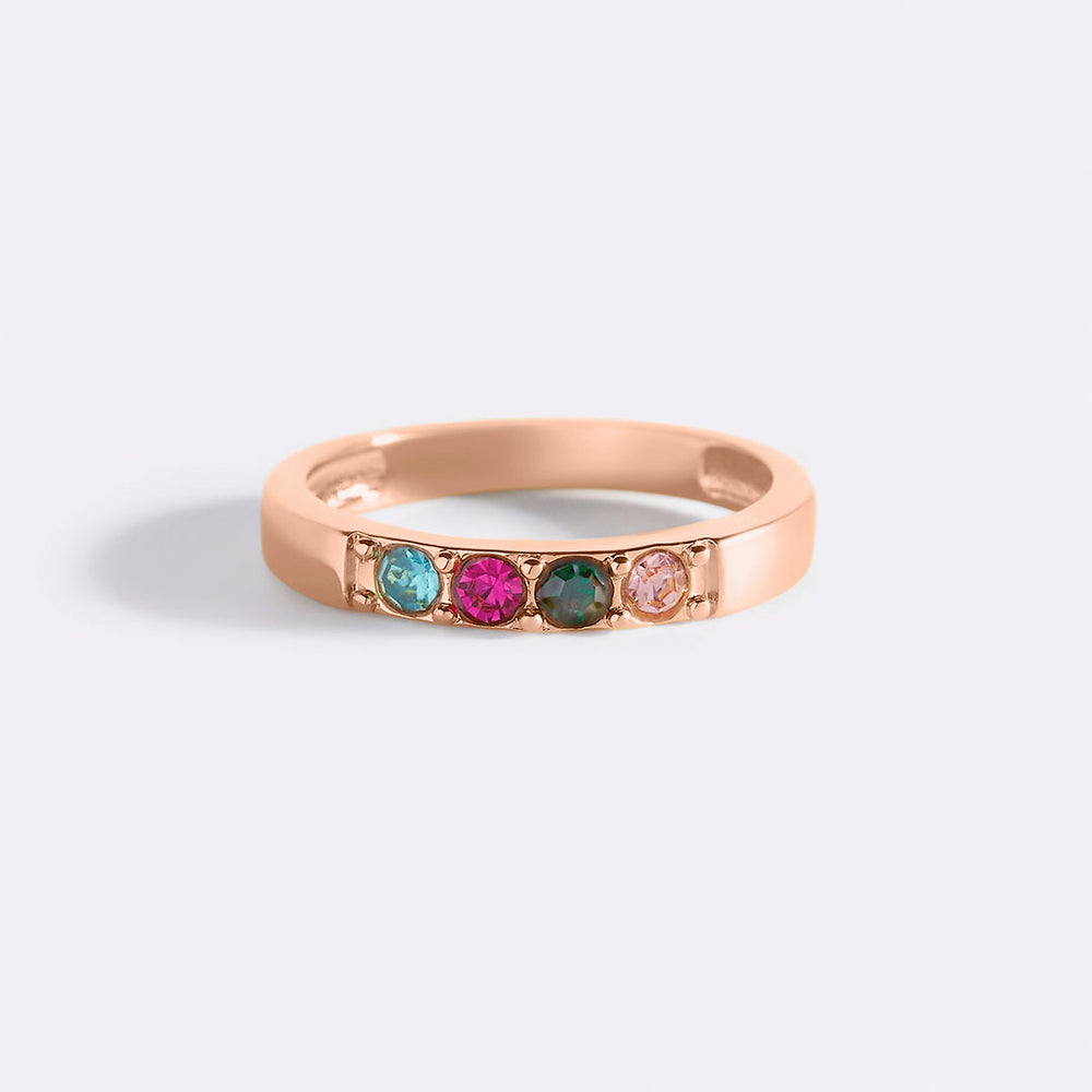 Stackable Birthstones Band Ring - 18k Rose Gold Plated / 5