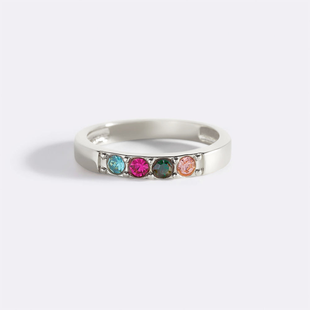 Stackable Birthstones Band Ring - Silver / 5