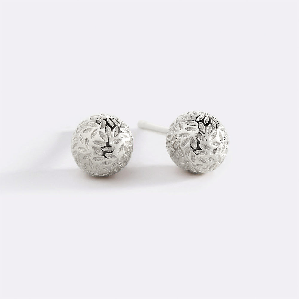 Textured Gold Ball Studs - 925 Sterling Silver