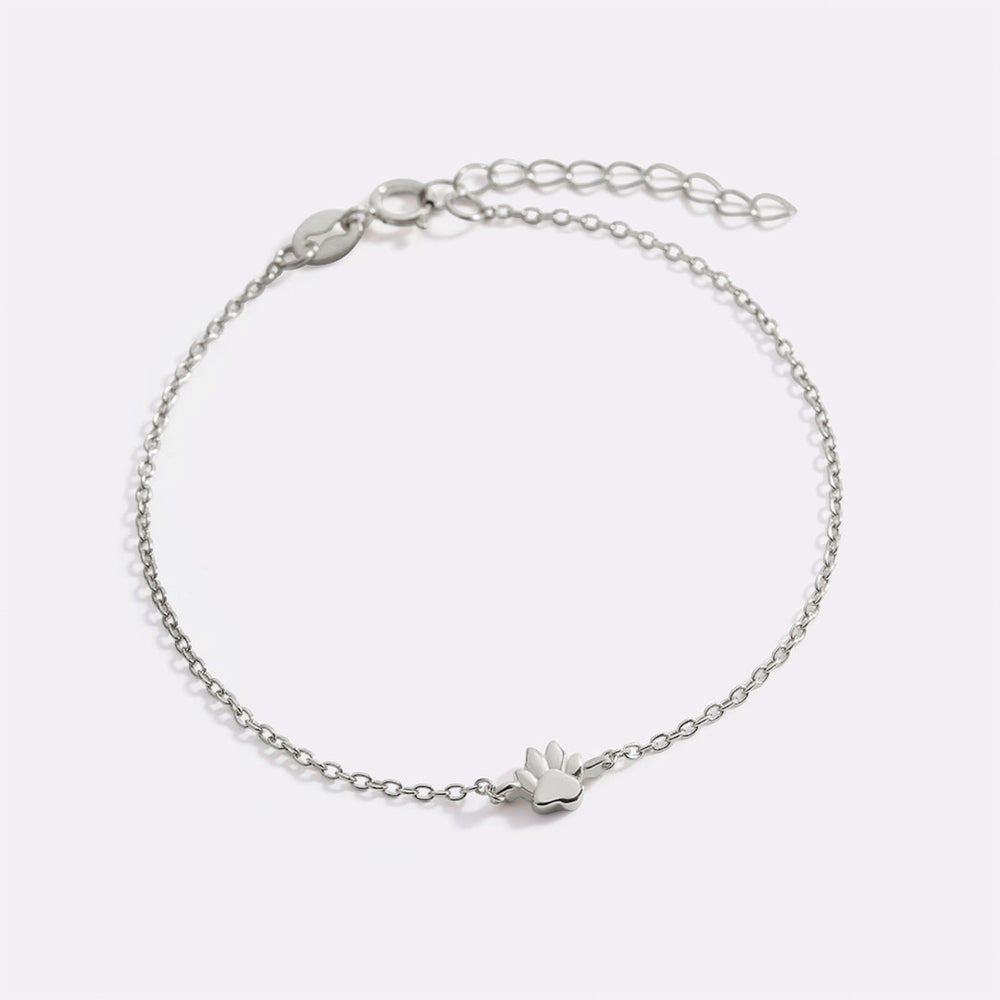 Tiny Pawprint Bracelet - 925 Sterling Silver / 6.5" + 1"