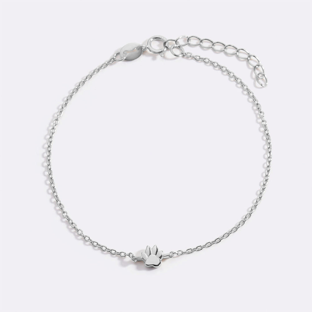 Tiny Pawprint Bracelet - 925 Sterling Silver / 6.5" + 1"