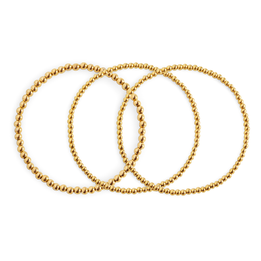 433 Beaded Bracelet Stacking Set - Gold / 7"