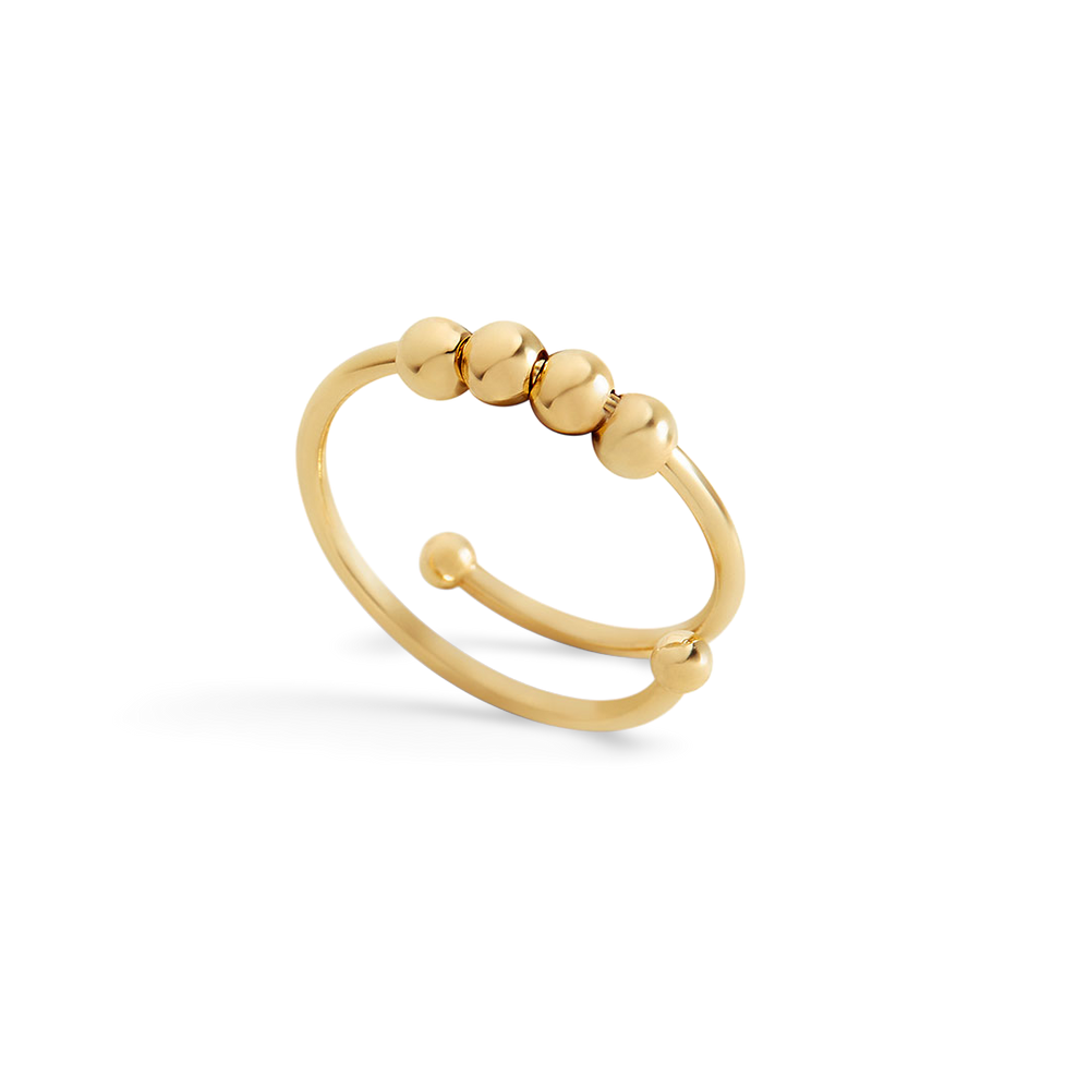 Anillo antiestrés con cuentas - Chapado en oro de 18 quilates.