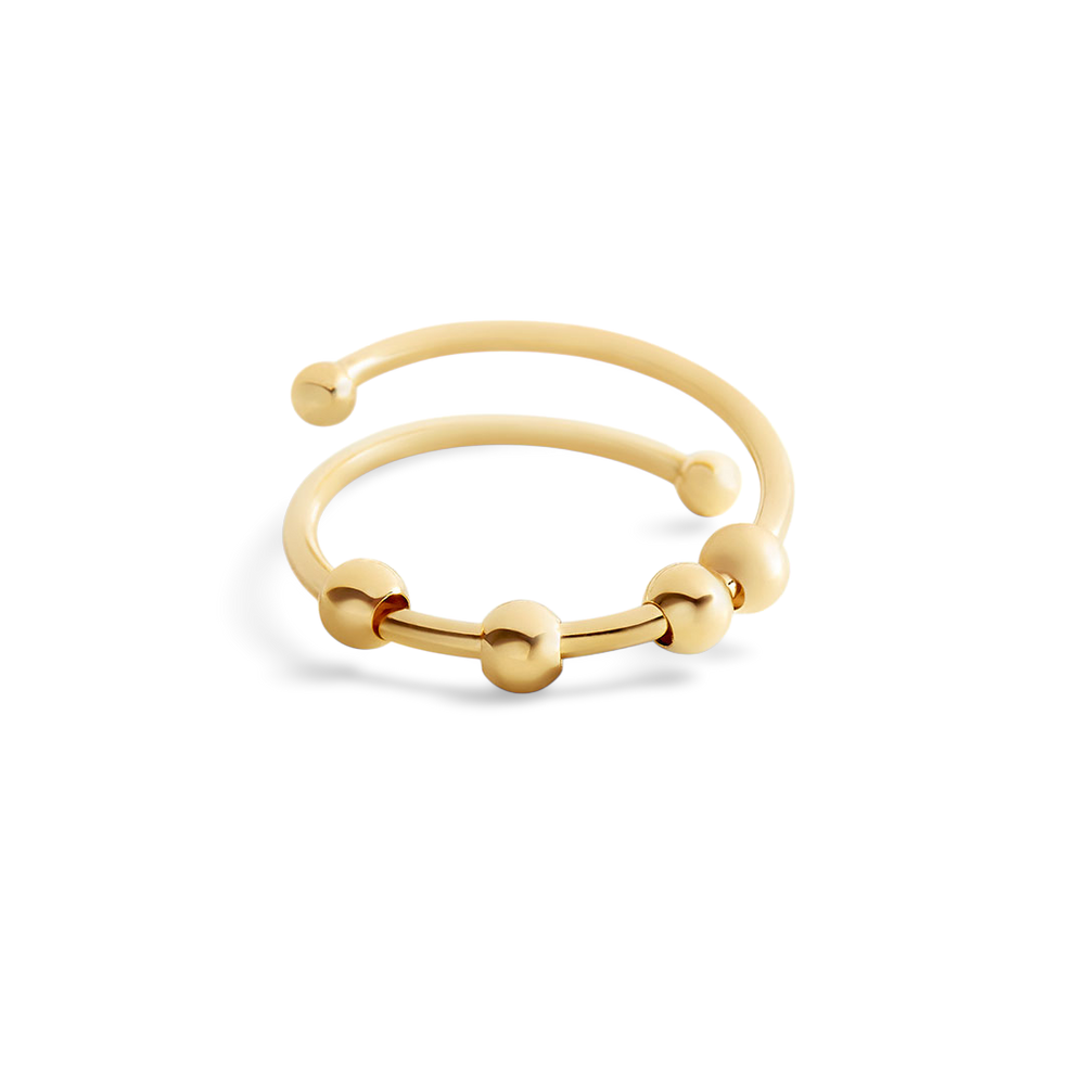 Anillo antiestrés con cuentas - Chapado en oro de 18 quilates.