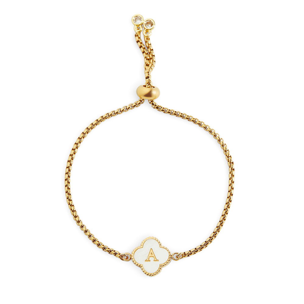 Clover Custom Name Bracelet - Gold / 1