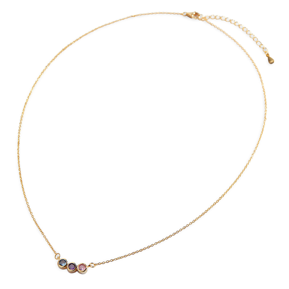 Dainty Family Birthstones Necklace - 18k Gold Plated / 3