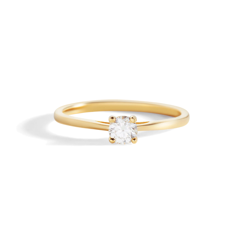 Solitaire Diamond Ring - 18k Gold Over Sterling Silver / 5