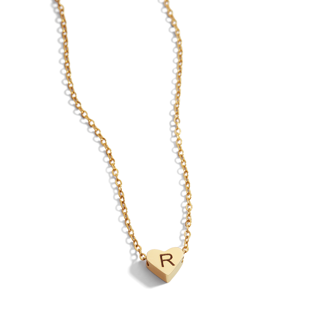 Dainty Heart Initial Necklace