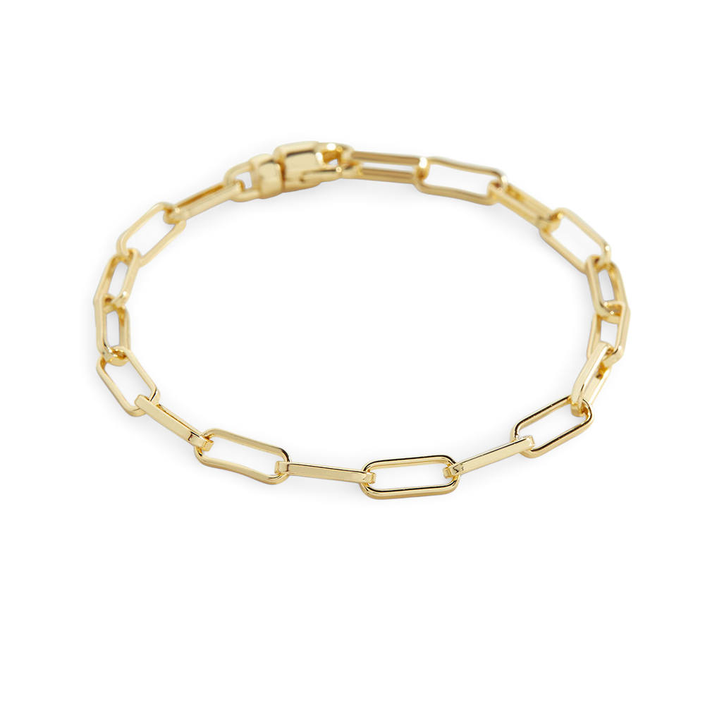 Open Link Paperclip Chain Bracelet - 18k Gold Plated / 7"