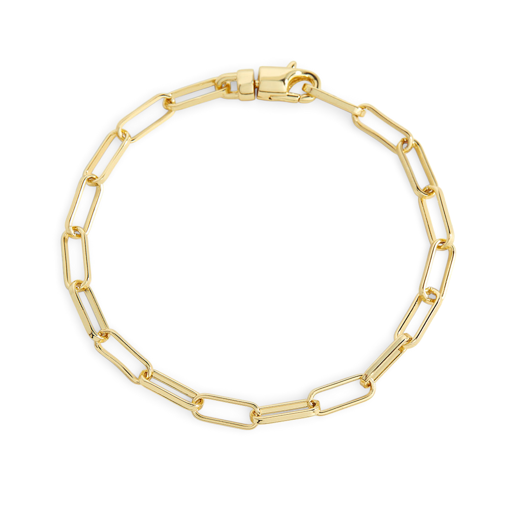 Open Link Paperclip Chain Bracelet - 18k Gold Plated / 7"