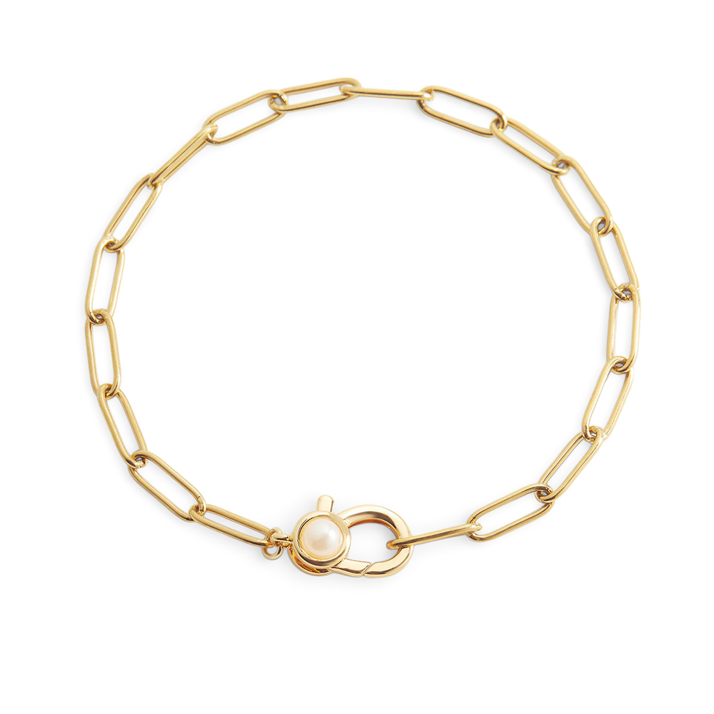 Paperclip Bracelet with Pearl Accent - Default Title