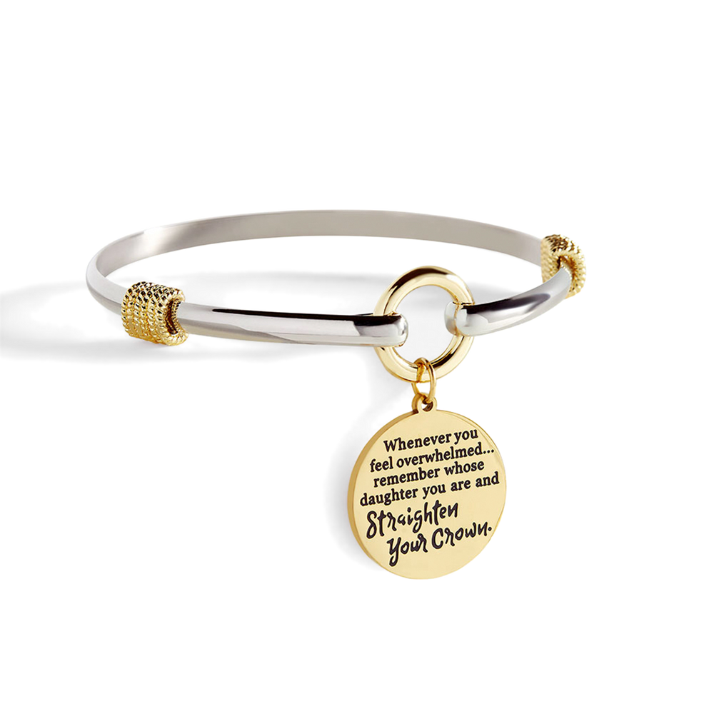 Enderezar su corona - pulsera de dijes de dos tonos - Oro / A