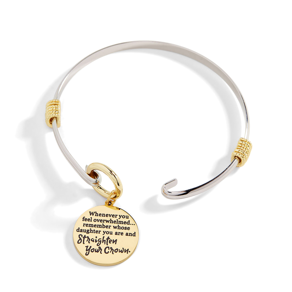 Enderezar su corona - pulsera de dijes de dos tonos - Oro / A
